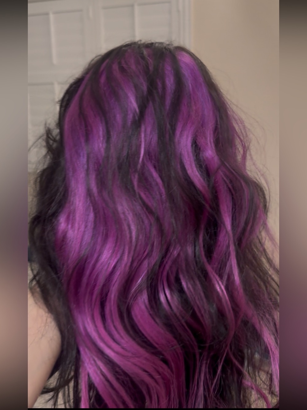 100% Human Hair Brown and Purple Wig